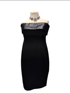 Nwt Eliza J Black Strapless Satin-Trim Sheath Dress Formal Cocktail Velvet 12